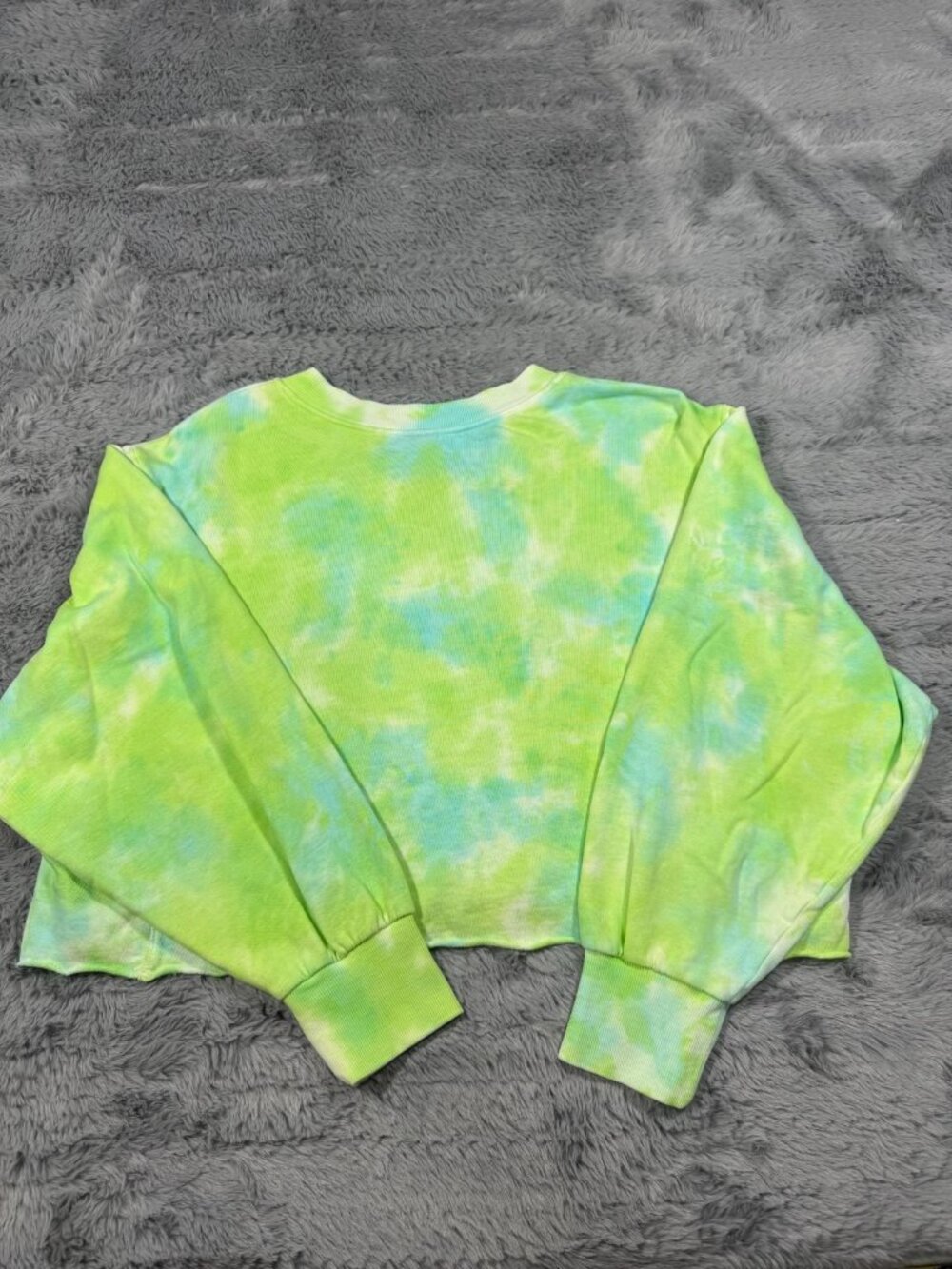 Wild Fable Sweatshirt Women's M Green Tie-Dye Cotton Lined Cropped Oversized - Picture 2 of 13